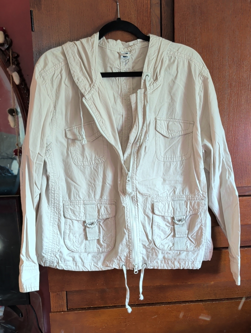 GAP Lightweight Hooded Utility Jacket — Cream